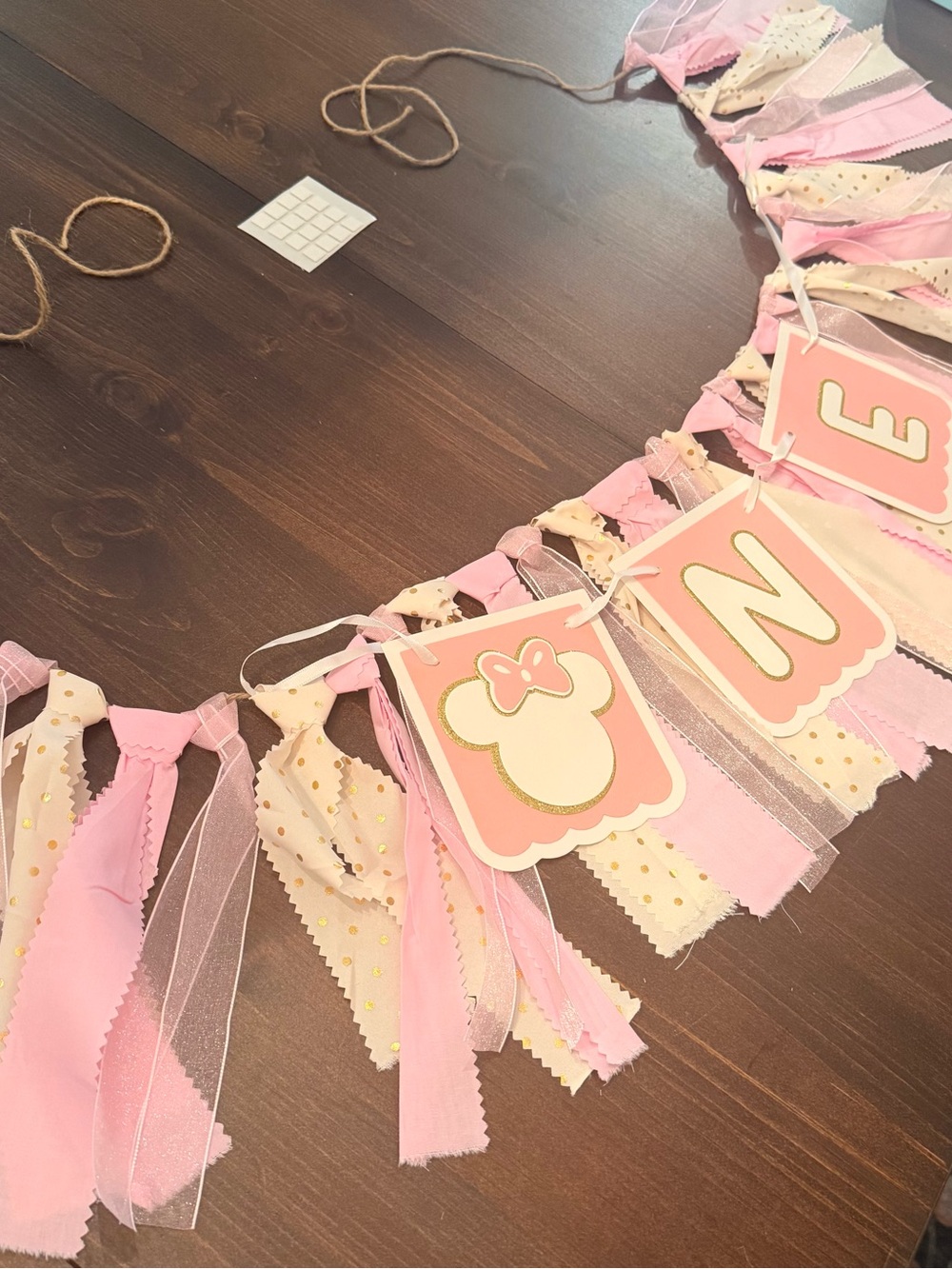 Pink Minnie Baby 1st First Birthday Party Banner Garland Disney Decoration